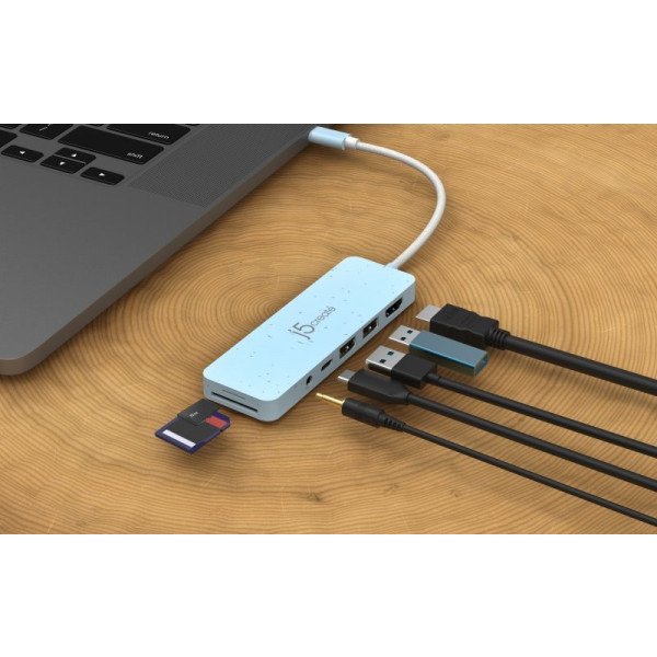 Фото - Хаб USB J5create USB-C 6-в-1 Fresh Cyan (JCD373EC-N)