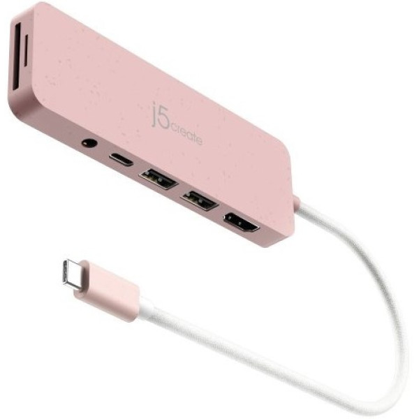 Фото - Хаб USB J5create USB-C 6-в-1 Earth Rose (JCD373ER-N)