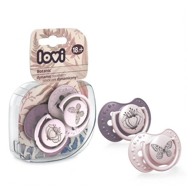 Фото - Симетрична пустушка Lovi Botanic Botanic для дівчинки силіконова 18 + міс., 2 шт. (22/875girl)