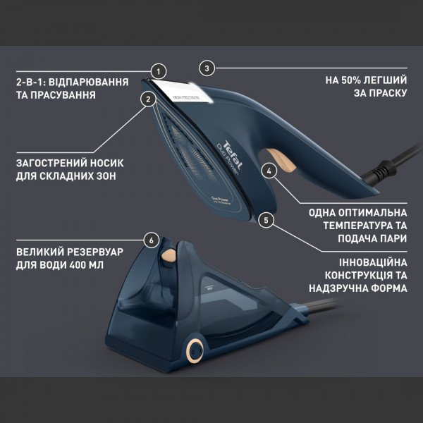 Фото - Вертикальный отпариватель ручной Tefal JF4032E0 Duo Power 2в1