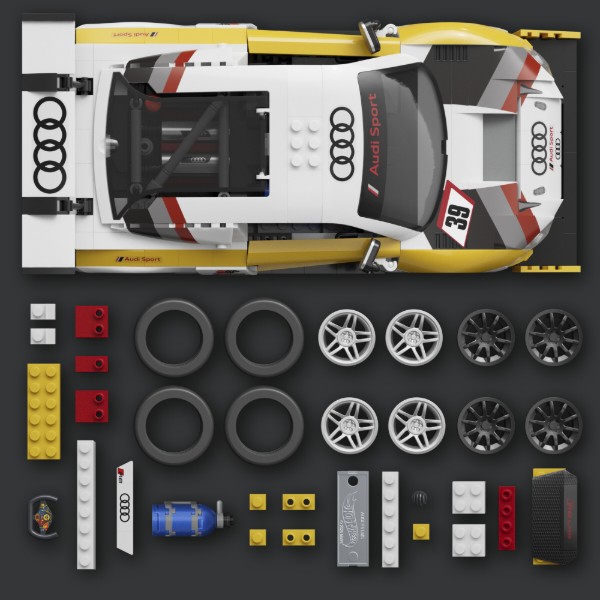 Фото - Колекційна машинка-конструктор Mattel Brick Shop Audi R8 LMS серії Elite (JFT18)