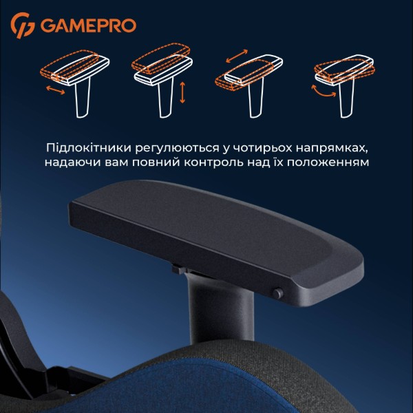Фото - Крісло для геймерів GamePro Size XL Fabric Dark Blue (GC900DB)