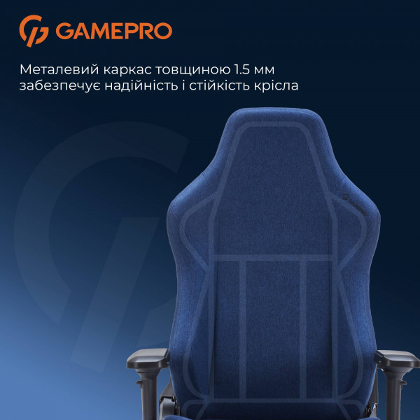 Фото - Крісло для геймерів GamePro FGC750DB Size L Fabric Dark Blue