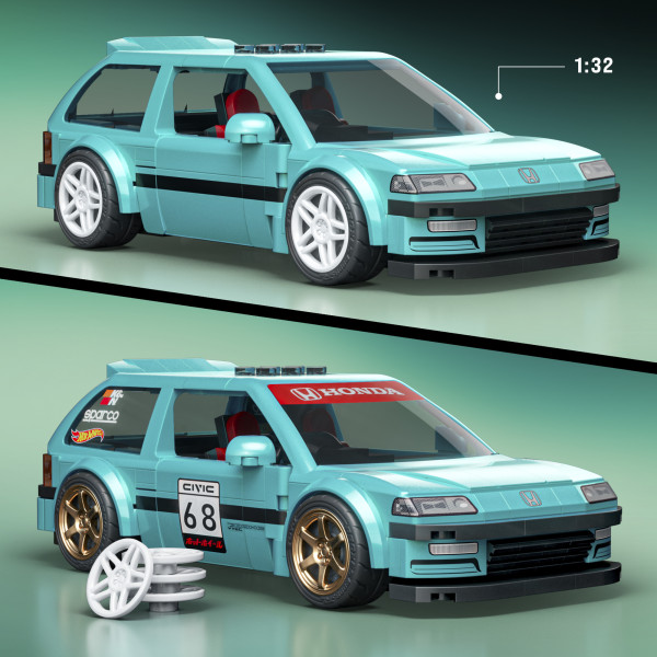 Фото - Коллекционная машинка-конструктор Mattel Brick Shop Honda Custom 90 Civic EF серии Speed (JHF62)