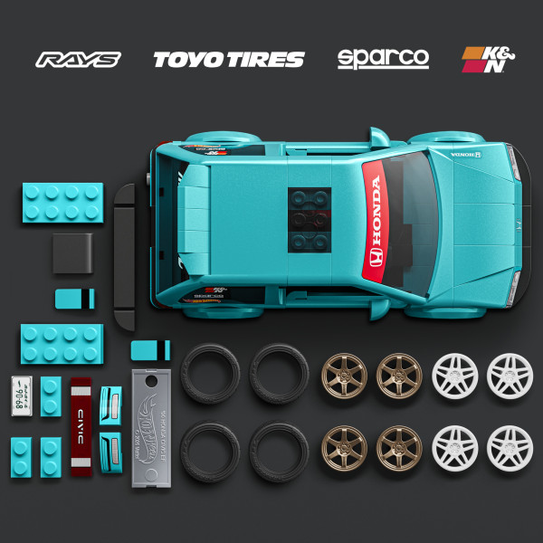 Фото - Коллекционная машинка-конструктор Mattel Brick Shop Honda Custom 90 Civic EF серии Speed (JHF62)