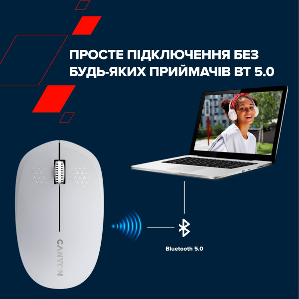 Фото - Миша бездротова Canyon MW-04 Bluetooth White (CNS-CMSW04W)