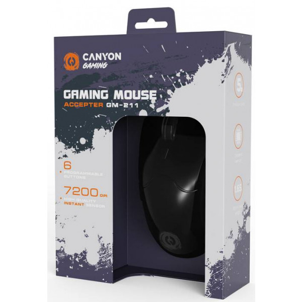 Фото - Миша дротова ігрова Canyon Accepter GM-211 Black (CND-SGM211)