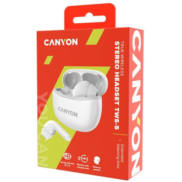 Фото - Навушники вкладиші бездротові TWS Canyon TWS-5 (CNS-TWS5W) White