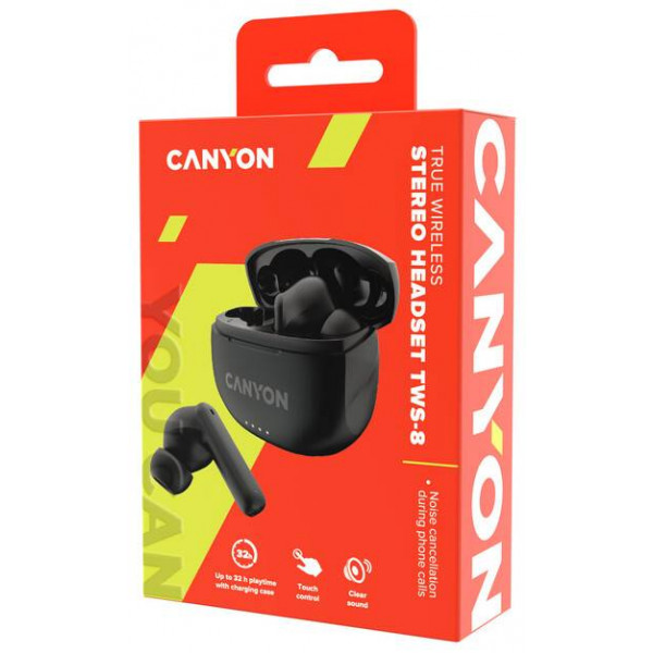 Фото - Наушники вкладыши беспроводные TWS Canyon TWS-8 (CNS-TWS8B) Black