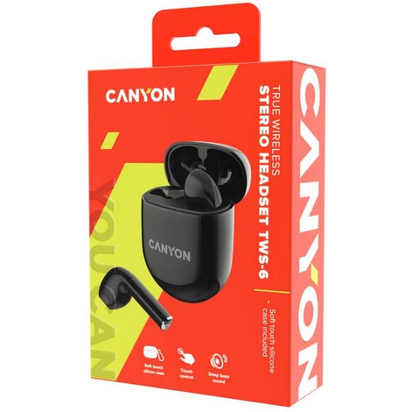 Фото - Навушники вкладиші бездротові TWS Canyon TWS-6 (CNS-TWS6B) Black