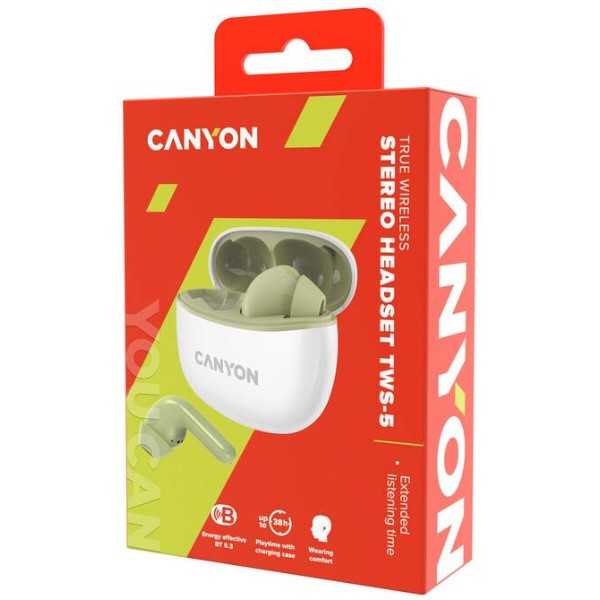 Фото - Навушники вкладиші бездротові TWS Canyon TWS-5 (CNS-TWS5GR) Green