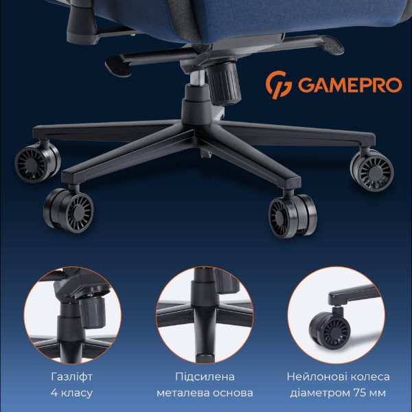 Фото - Крісло для геймерів GamePro Size XL Fabric Dark Blue (GC900DB)