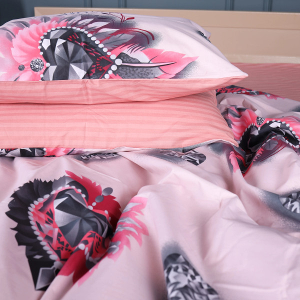 Фото - Комплект постільної білизни MirSon 175х210 см 17-0724 Diamond Hearts Ranforce Elite (2200010688597)