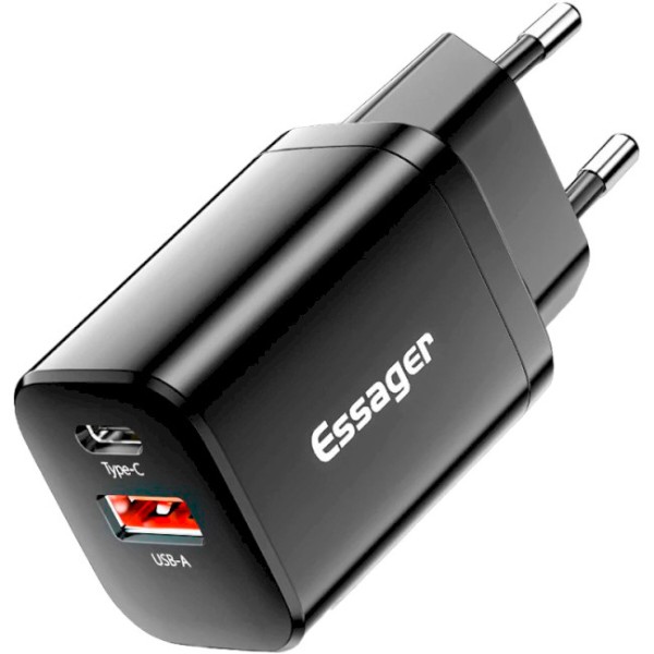 Фото - Мережевий зарядний пристрій Essager Journey PD+QC 30W Chager USB A+ Type-C EU Black (ECTPQS-ZTB01) Фото - Мережевий зарядний пристрій Essager Journey PD+QC 30W Chager USB A+ Type-C EU Black (ECTPQS-ZTB01)