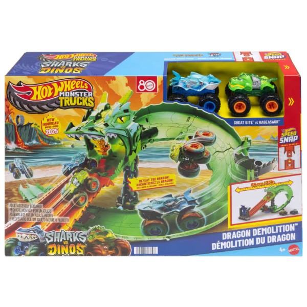 Фото - Игровой набор Hot Wheels Monster Trucks Атака огненного дракона (JFR06)
