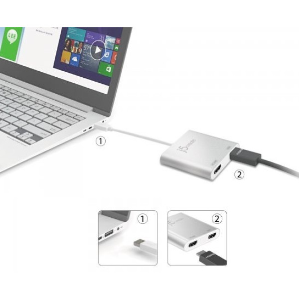 Фото - Адаптер Mini Display Port-HDMI J5create USB-A на 2 HDMI (JUA365-N)