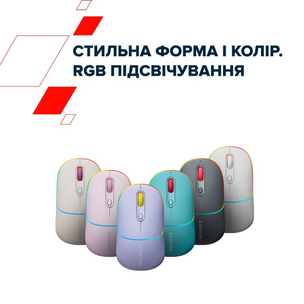 Фото - Миша бездротова Canyon MW-22 Dual Band RGB Wireless Snow White (CNS-CMSW22SW)