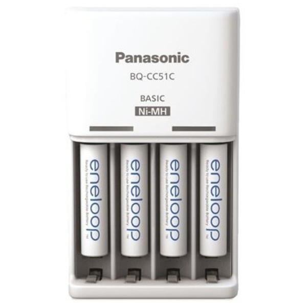 Фото - З/пристрій для акумуляторів AA/AAA Panasonic Charger + Eneloop NI-MH  AAA 800 мАг 4 шт. (K-KJ51MCD04E)