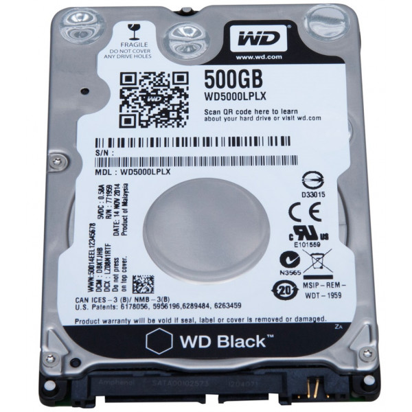 Фото - Жесткий диск внутренний WD Black 500 GB 7200 rpm 32 MB 2.5 SATA III (WD5000LPLX) Фото - Жесткий диск внутренний WD Black 500 GB 7200 rpm 32 MB 2.5 SATA III (WD5000LPLX)