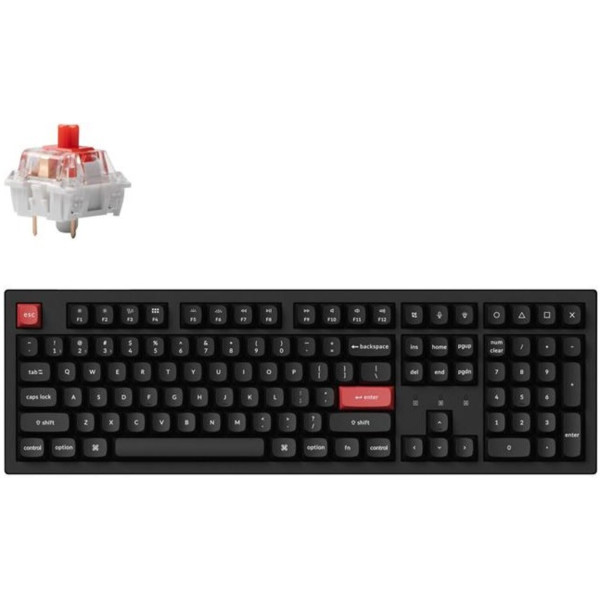 Фото - Клавиатура беспроводная Keychron K10 PRO 100Key, K pro Red, WL/BT/USB-A, QMK, EN/UKR, White Led, Black (K10P-A1-UA)
