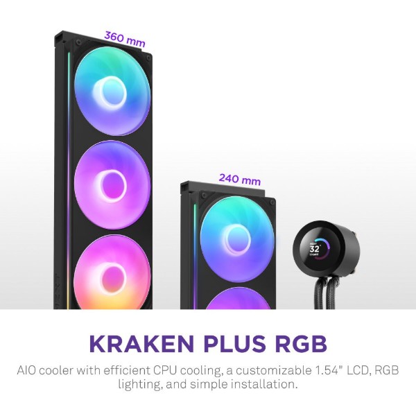 Фото - Водяна система охолодження NZXT Kraken Plus Black (RL-KR360-B2)