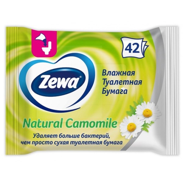 Фото - Вологий туалетний папір Zewa Natural Camomile 42 шт. (7322540796520)