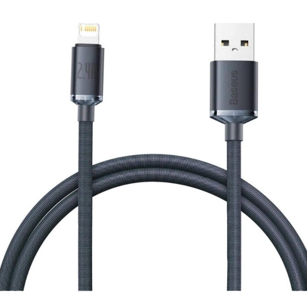 Фото - Кабель Baseus Crystal Shine Series Fast Charging Data Cable USB to iP 2.4A 2m Black (CAJY000101)