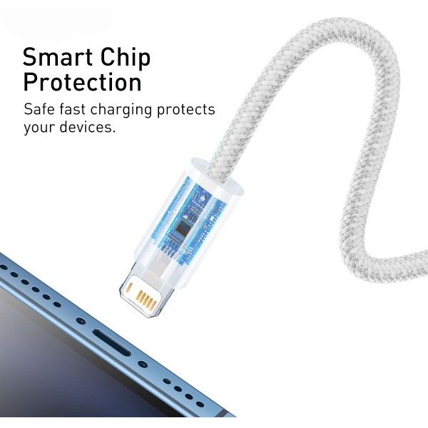 Фото - Кабель Baseus Dynamic Series Fast Charging Data Cable USB to iP 2.4A 1m White (CALD000402)