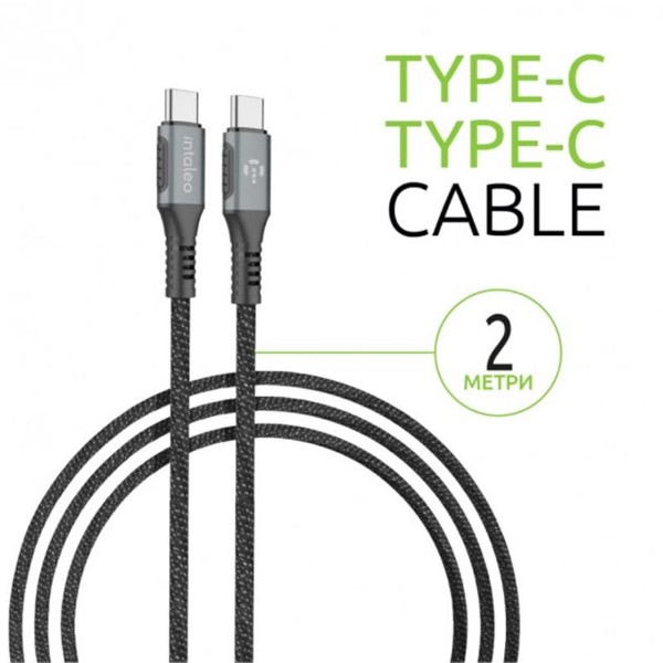 Фото - Кабель Intaleo CBGPD100WTT2 USB Type-C-USB Type-C 2м 100W Grey (1283126559570)