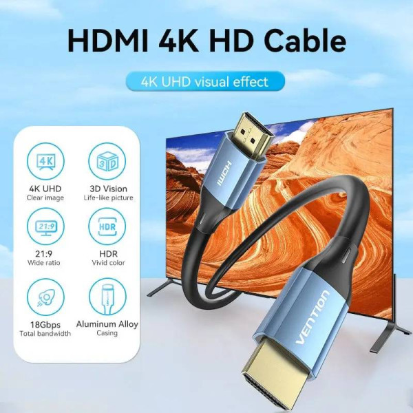 Фото - Кабель HDMI Vention HDMI - HDMI V 2.0 (M/M) 3 м Blue (ALHSI)