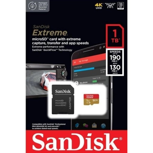Фото - Карта пам'яті SanDisk Extreme microSDXC 1TB + SD Adapter (SDSQXAV-1T00-GN6MA)
