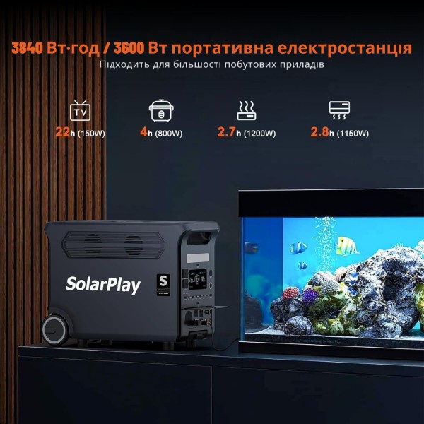 Фото - Зарядна станція універсальна SolarPlay Q3600 (3600W/3840Wh) з LiFePO4-батареєю Black (714971)