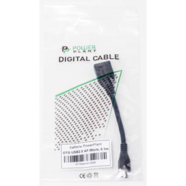 Фото - Кабель PowerPlant OTG USB 2.0 AF - Micro 0.1m (KD00AS1232)