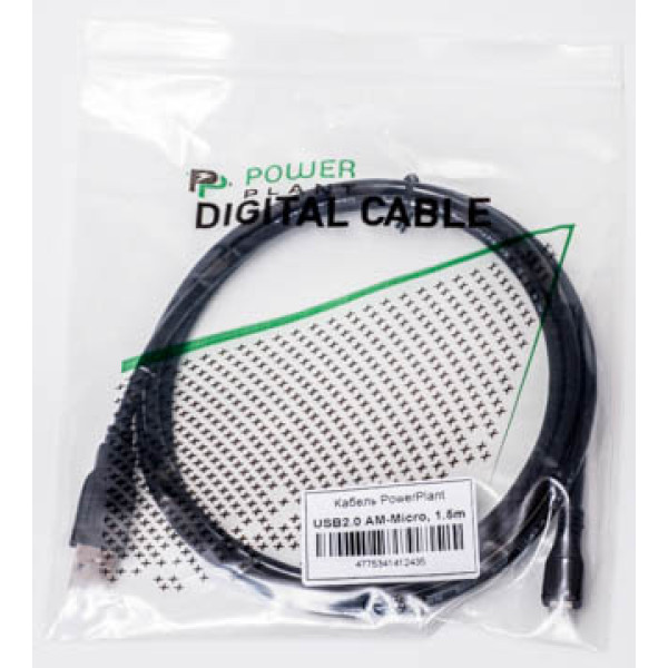 Фото - Кабель PowerPlant USB 2.0 AM - Micro 1.5m (KD00AS1243)