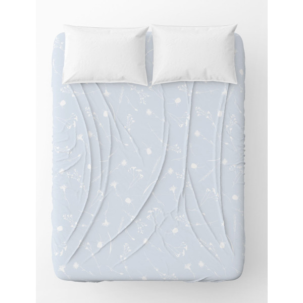 Фото - Простирадло полуторне Home Line бязь 145Х215 волошки білі на блакитному (173548)