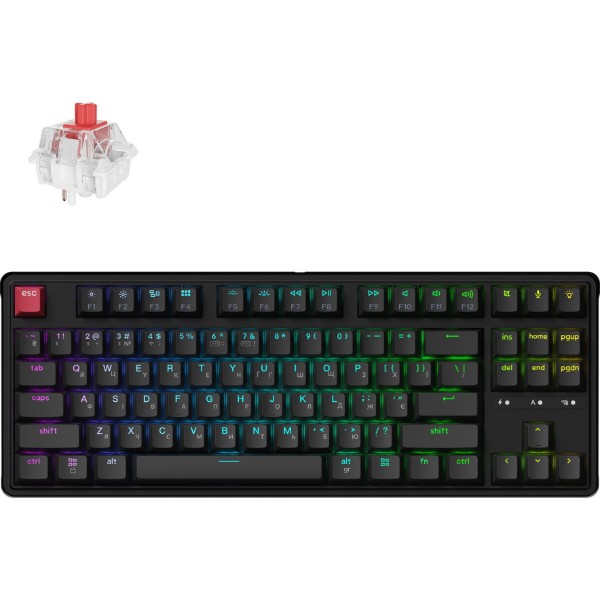 Фото - Клавиатура беспроводная Keychron C3 Max Super Red Switch Black RGB (C3M-H1-UA)