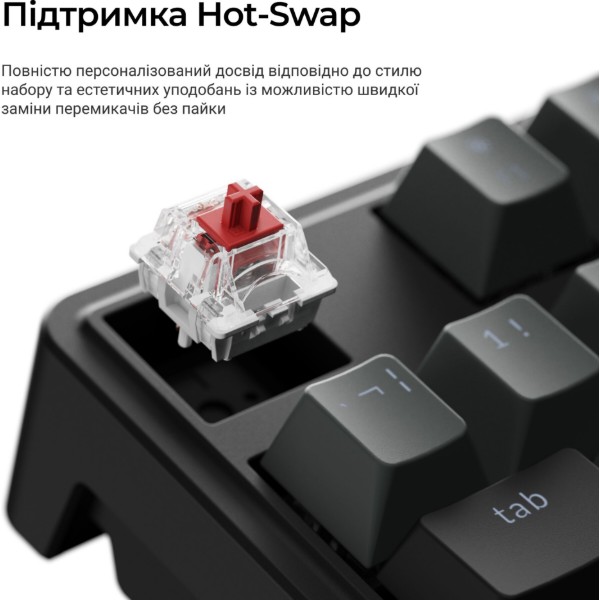 Фото - Клавиатура беспроводная Keychron C3 Max Super Red Switch Black RGB (C3M-H1-UA)