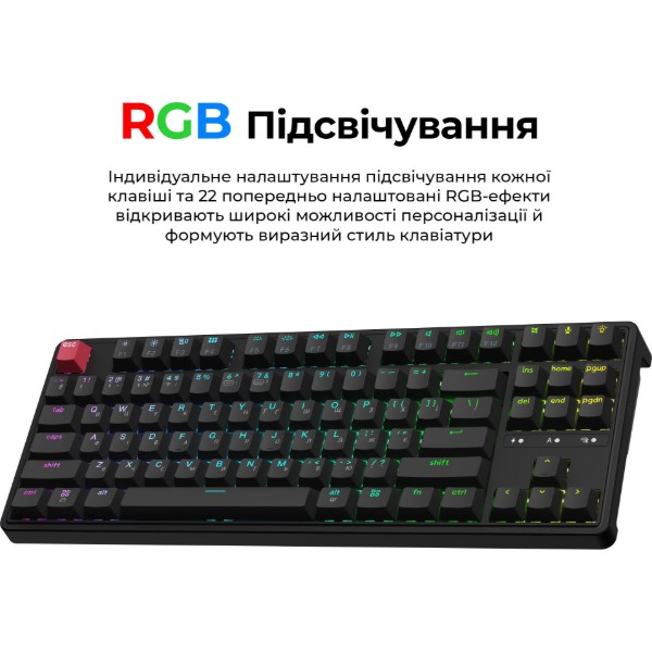 Фото - Клавиатура беспроводная Keychron C3 Max Super Red Switch Black RGB (C3M-H1-UA)