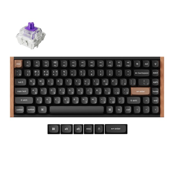 Фото - Клавиатура беспроводная Keychron K2HE 81Key, Gateron Double-Rail Magnetic Nebula, WL/BT/USB-A Black (K2H-F1-UA)