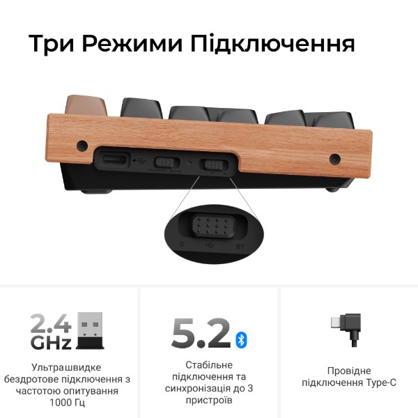 Фото - Клавиатура беспроводная Keychron K2HE 81Key, Gateron Double-Rail Magnetic Nebula, WL/BT/USB-A Black (K2H-F1-UA)