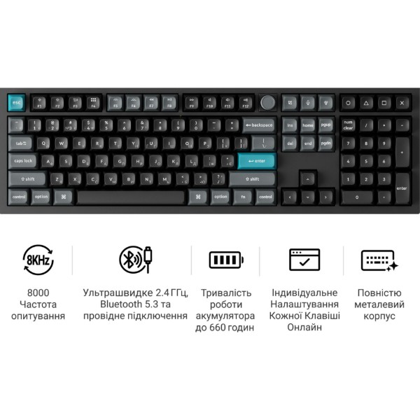 Фото - Клавиатура беспроводная Keychron Q6 Ultra Red Switch Black RGB (Q6U-M1-UA)