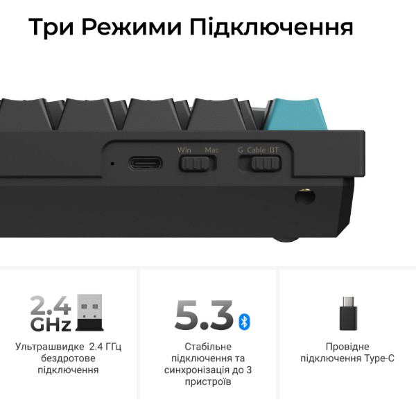 Фото - Клавиатура беспроводная Keychron Q6 Ultra Red Switch Black RGB (Q6U-M1-UA)