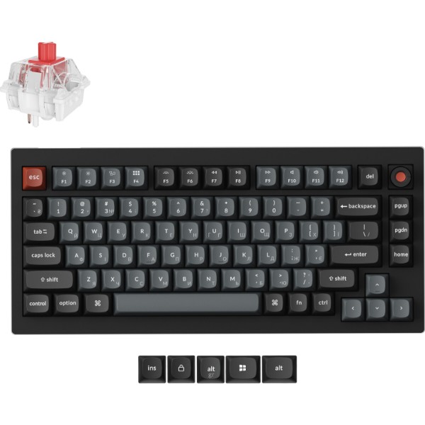 Фото - Клавиатура проводная Keychron V1 8K Super Red Switch Black RGB (V1W-D1-UA)