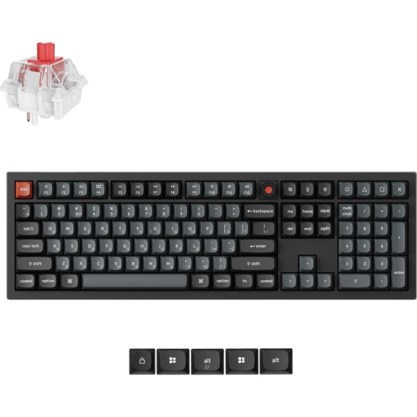 Фото - Клавиатура проводная Keychron V6 8K Super Red Switch Black RGB (V6W-D1-UA)