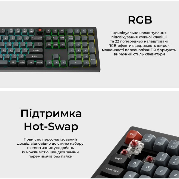 Фото - Клавиатура проводная Keychron V6 8K Super Red Switch Black RGB (V6W-D1-UA)