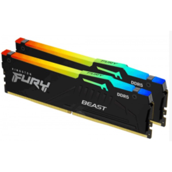 Фото - Память DDR Kingston DDR5 16GB/5600 Fury Beast RGB (KF556C40BBAK2-16)
