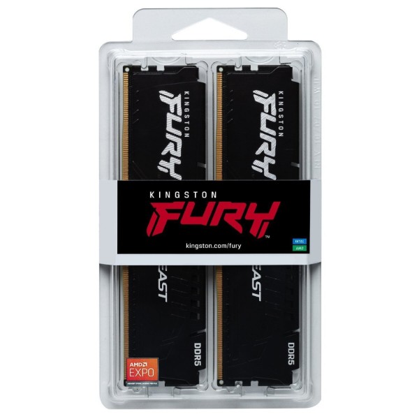 Фото - Память DDR Kingston DDR5 64GB KIT (32GBx2) 5600 FURY Beast (KF556C40BB2K2-64)