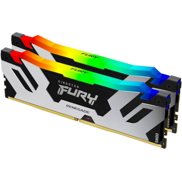 Фото - Память DDR Kingston Fury Renegade Silver RGB DDR5- 6400 64GB (2x32GB) CL32-39-39 1.4V XMP (KF564C32RSAK2-64)