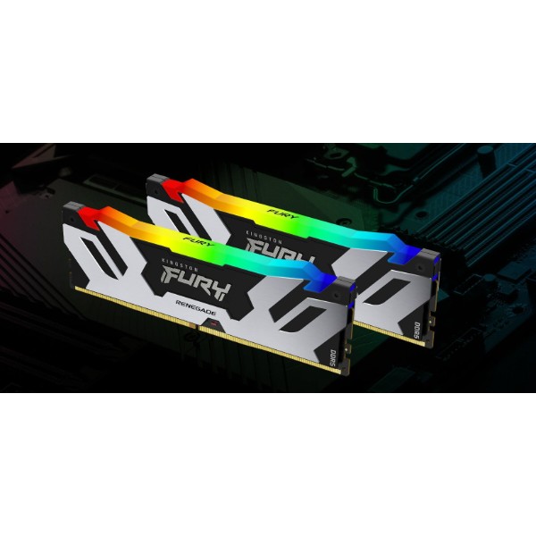 Фото - Пам'ять DDR Kingston Fury Renegade RGB White 2x16GB/7200 DDR5 XMP (KF572C38RWAK2-32)