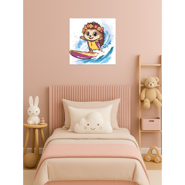 Фото - Картина за номерами Ideyka Літо. Їжак ловить хвилю 25х25 см (KHO1255)